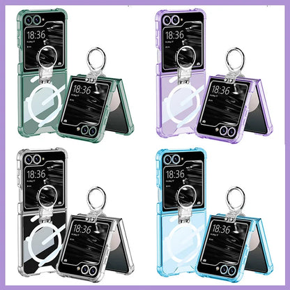 Suitable For Samsung Z Flip6/5/4/3 MagSafe Magnetic Transparent Ring Airbag Phone Case