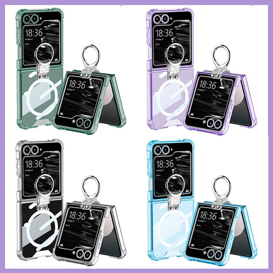 Suitable For Samsung Z Flip6/5/4/3 MagSafe Magnetic Transparent Ring Airbag Phone Case